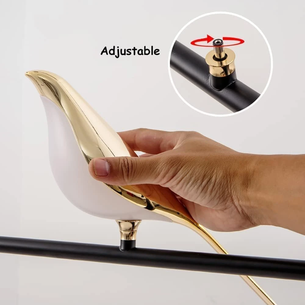 Tryka® Modern Bird Wall Sconce Light, 33 cm Gold Metal, Black Base, LED Wall Lamp