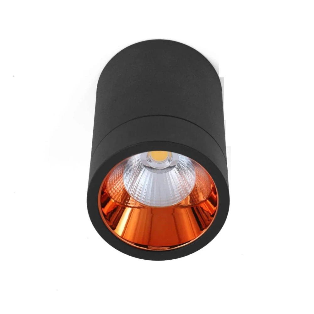 Tryka® 12 Watts Black Body LED Round Surface Light Cylindrical Shape Indoor Ceiling Mounted Spot Light Down Light Aluminium Body (9Cm Height) (Warm White light)