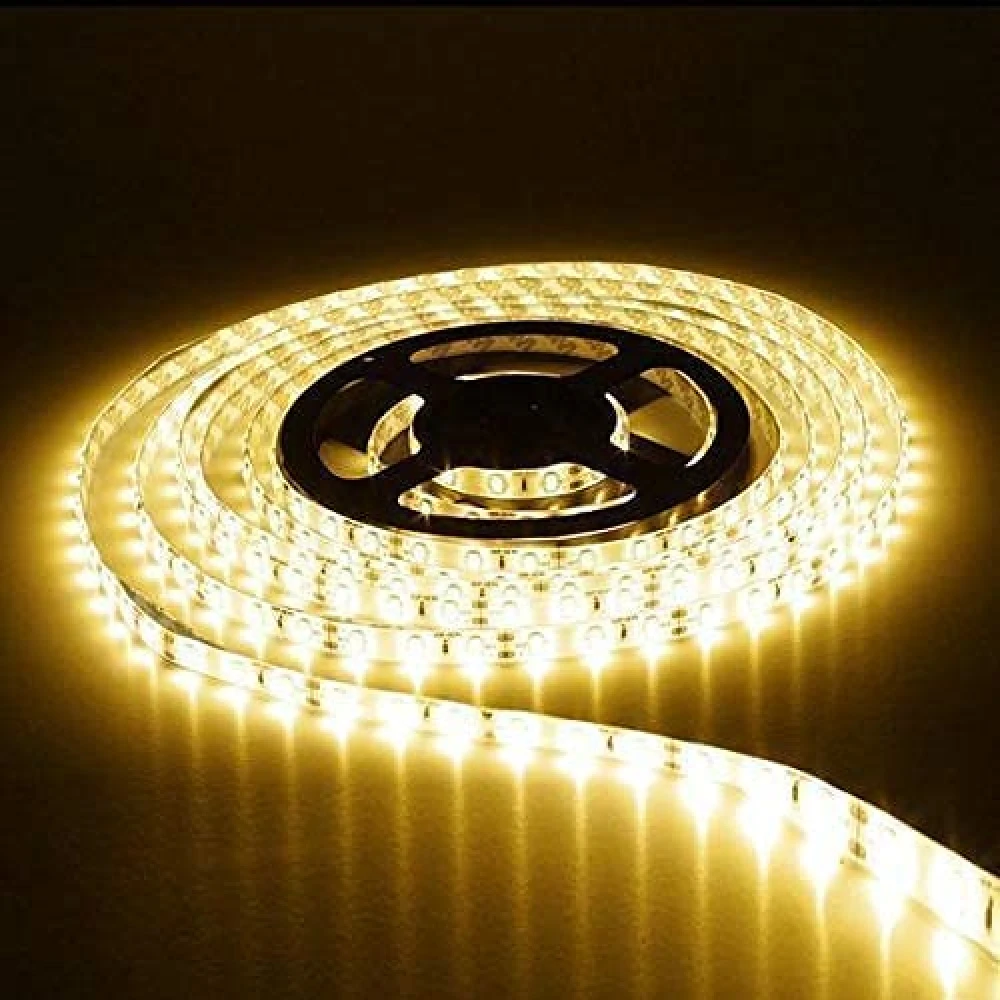 Tryka® Led Strip Light 5 Meters,600 LEDs,Warm White-3000K with 5 AMP Adapter Included. Recessed Ceiling Lamp (Yellow)