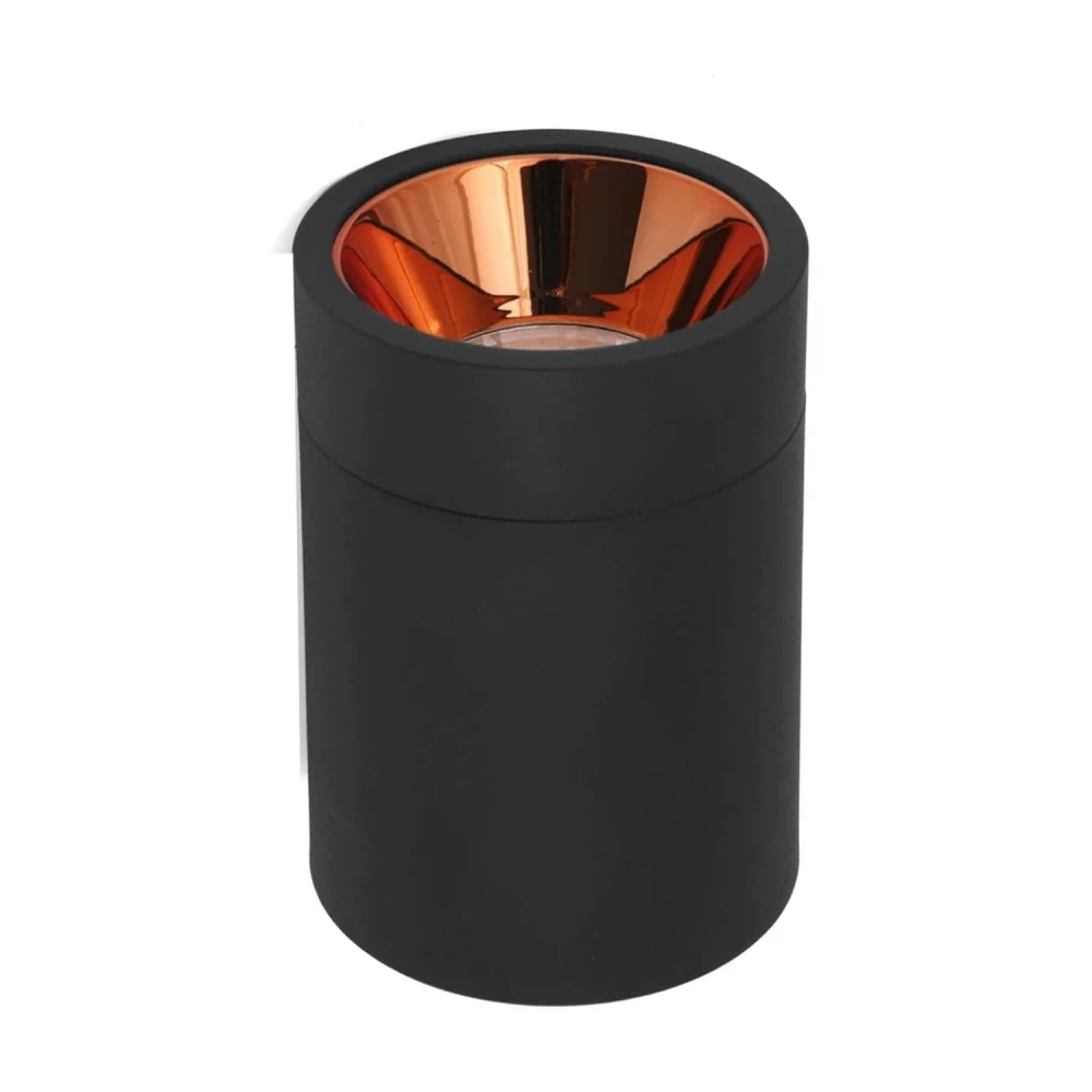 Tryka® 12 Watts Black Body LED Round Surface Light Cylindrical Shape Indoor Ceiling Mounted Spot Light Down Light Aluminium Body (9Cm Height) (Warm White)