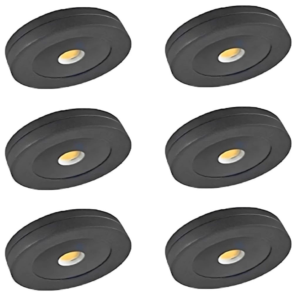 Tryka® 3 Watts Waterproof Led Surface COB Spot Light, Slim Round Style Cabinet (Warm White) (Black Finish)