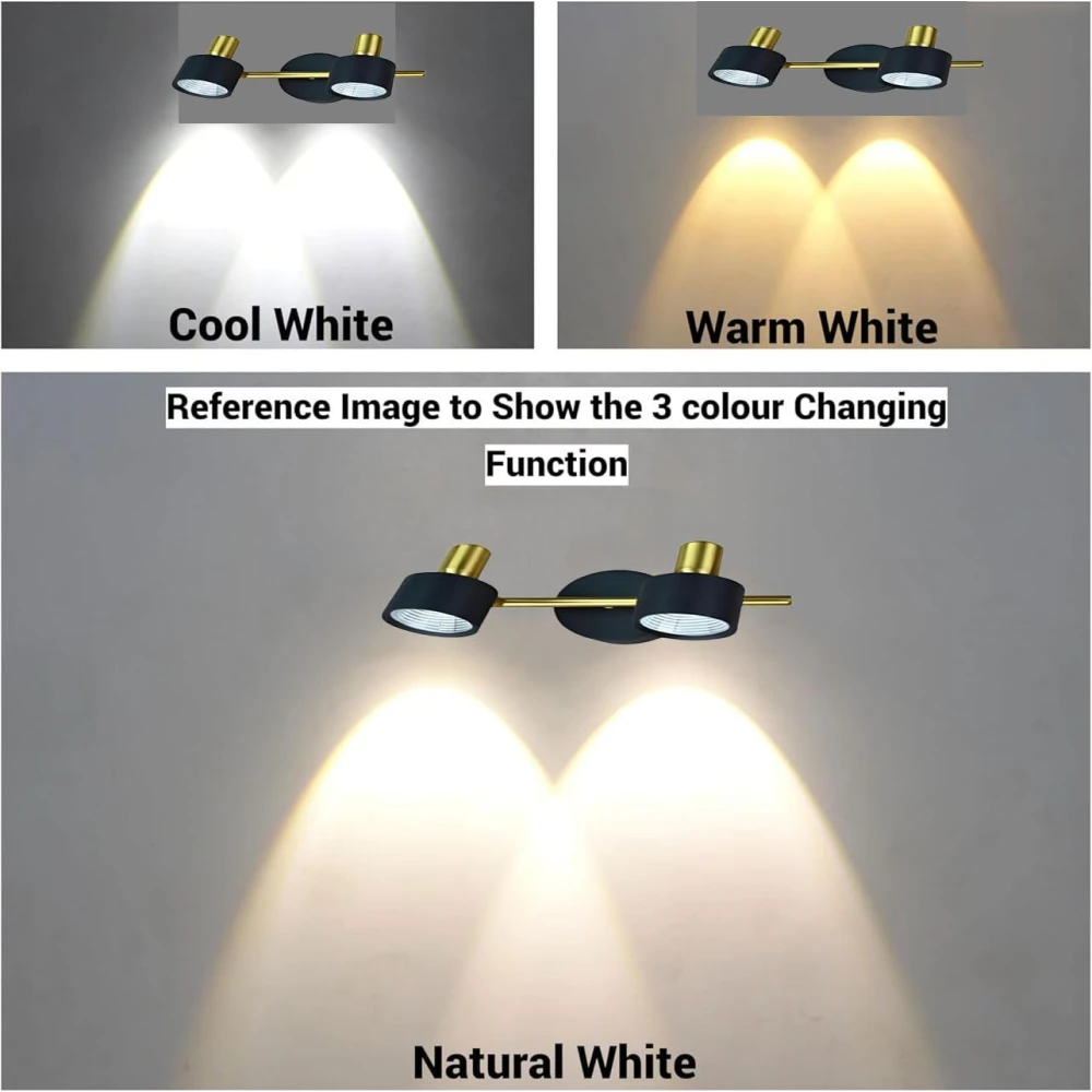 Tryka® Modern Track Light with 2 Adjustable Heads, 3-in-1 Colour Changing LED, 22 cm Length, Black and Gold Pack of 1.