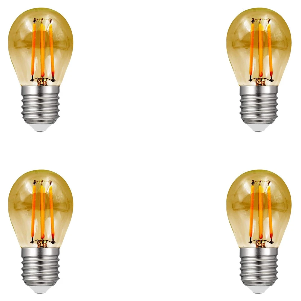 Tryka® Vintage LED Edison Bulb, E27 Base, 45mm x 75mm, Amber Glass, 3-Filament Design.