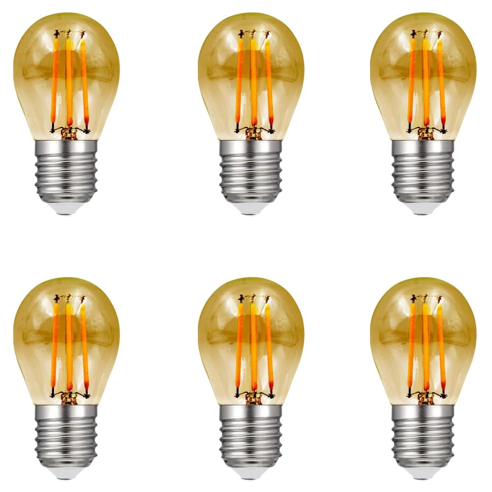 Tryka® Vintage LED Edison Bulb, E27 Base, 45mm x 75mm, Amber Glass, 3-Filament Design.
