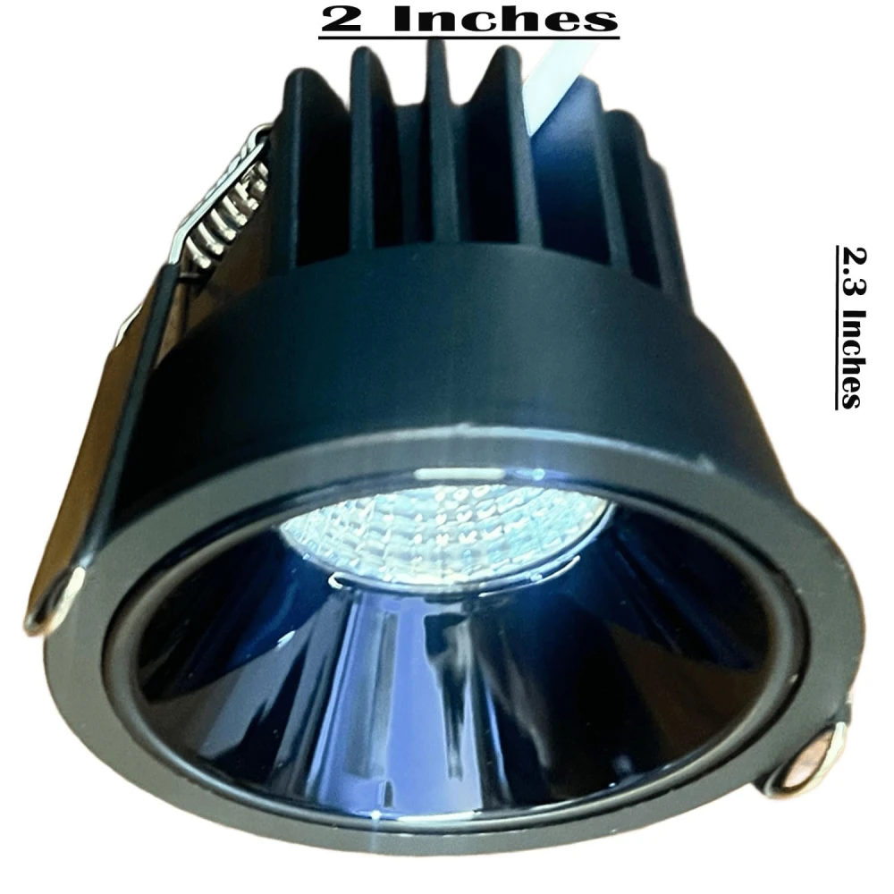 Tryka® LED 7 watt Recessed COB Black Body Gun Black Reflector,Cut Out Size 2 Inches, COB Spotlight with Heat Sink.