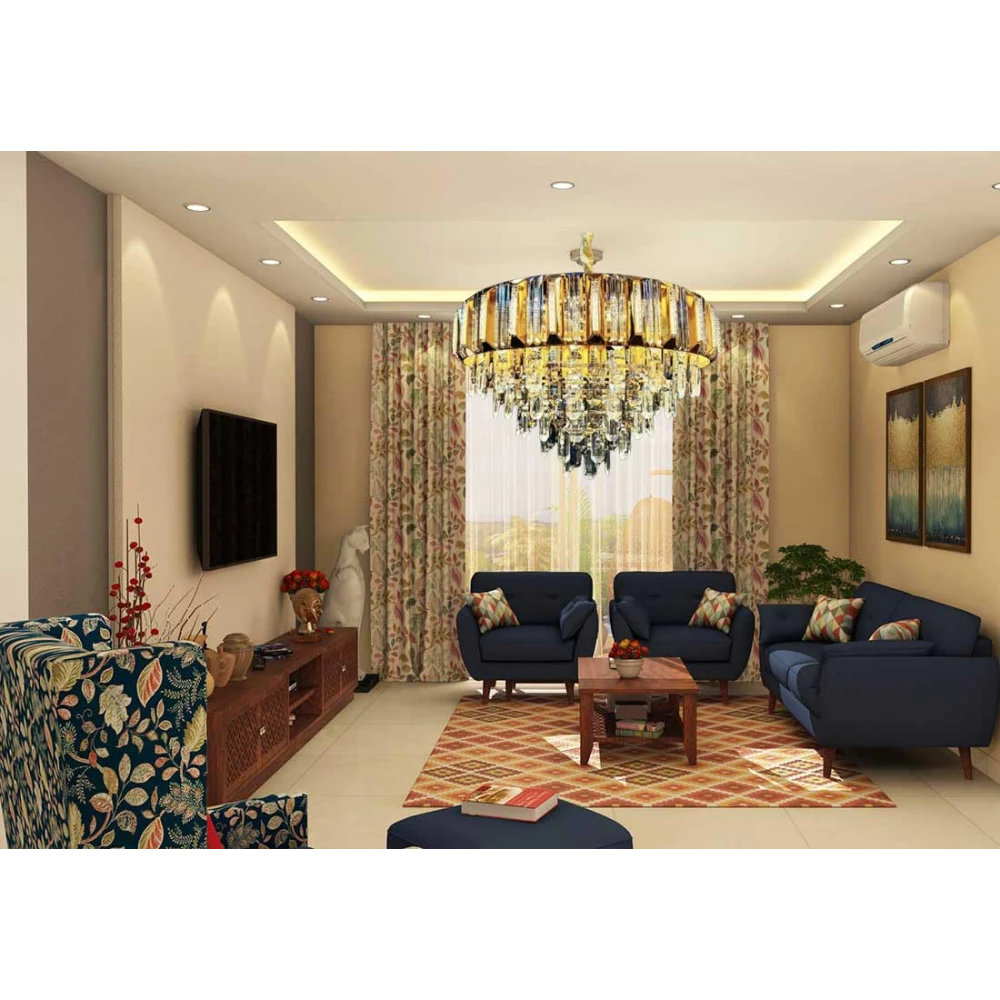 Tryka® Luxury Crystal Chandelier, 3-Tier Gold Finish, Modern Pendant Ceiling Light for Living Room 600MM-24 Inches.