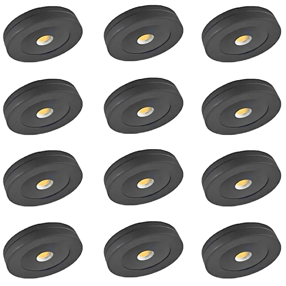 Tryka® 3 Watts Waterproof Led Surface COB Spot Light, Slim Round Style Cabinet (Warm White) (Black Finish)