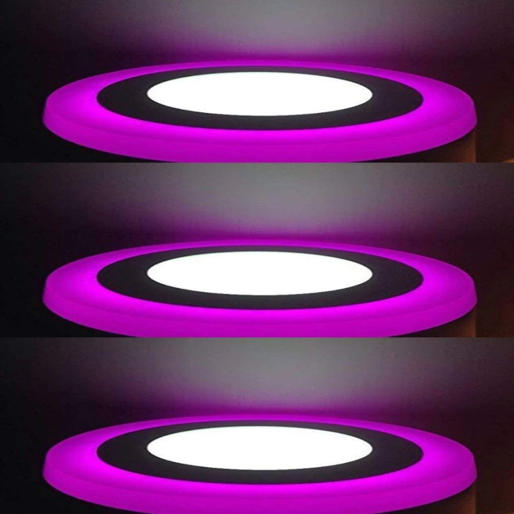 Tryka® 6 watt (3+3) LED Round Panel Light Ceiling POP Down Indoor Light LED 3D Effect Lighting (Double Color) Pink & White Pack of 3.