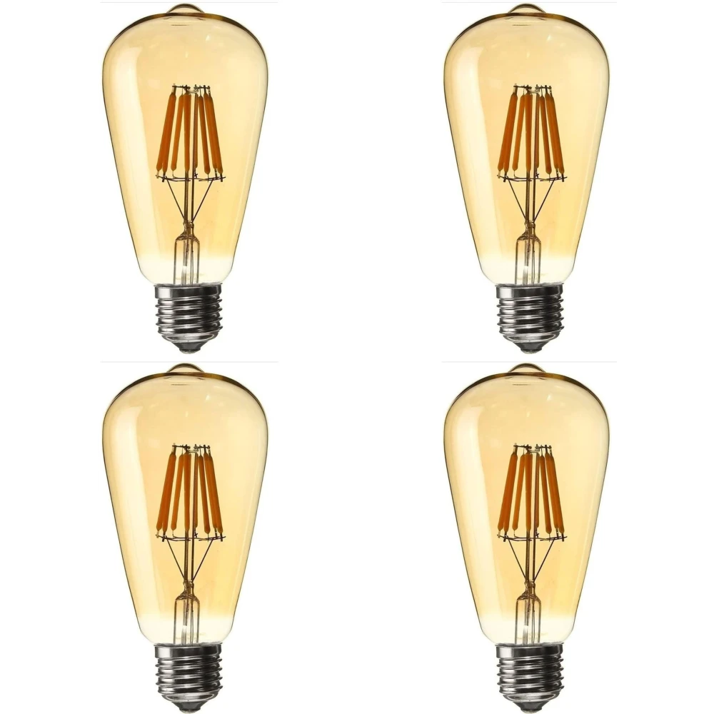 Tryka® Vintage LED Edison Bulb, E27 Base, 4W, 5.3 x 2.5 Inches, Amber Glass