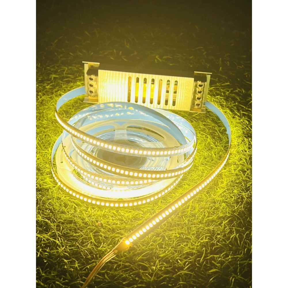 Tryka® Led Strip Light 5 Meter,1200 LEDs,Warm White-3000K with 5 AMP Adapter Included. Recessed Ceiling Lamp (Yellow)