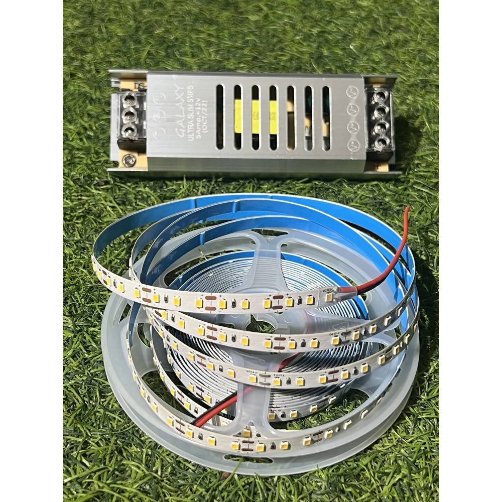 Tryka® Led Strip Light 5 Meters,600 LEDs,Warm White-3000K with 5 AMP Adapter Included. Recessed Ceiling Lamp (Yellow)