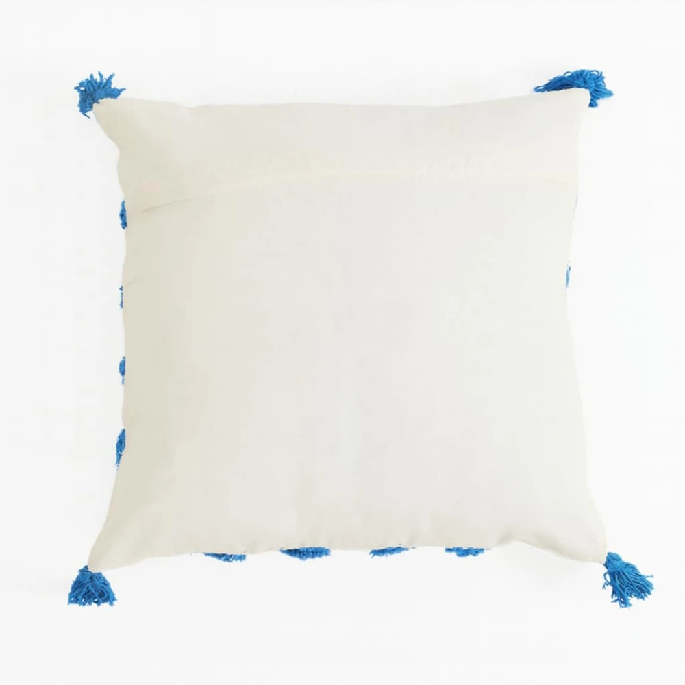 KOSTORICA, Diamond Tufted Bohemian Woven Cushion Covers for Bedroom, Living Room, Home Décor, Office, Sofa, Chair & Couch (Navy-Aqua Blue_Pack of 2 Pcs_16x16 Inches)