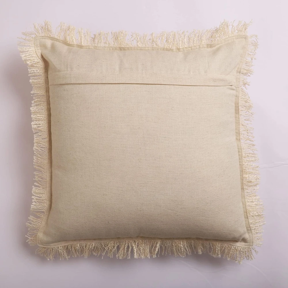 KOSTORICA, Herringbone Chevron Stripe Bohemian Woven Fringes Texture Cushion Covers for Bedroom, Living Room, Home Décor, Office, Chair, Sofa & Couch (Tan Beige_Pack of 2 Pcs_16x16 Inches)