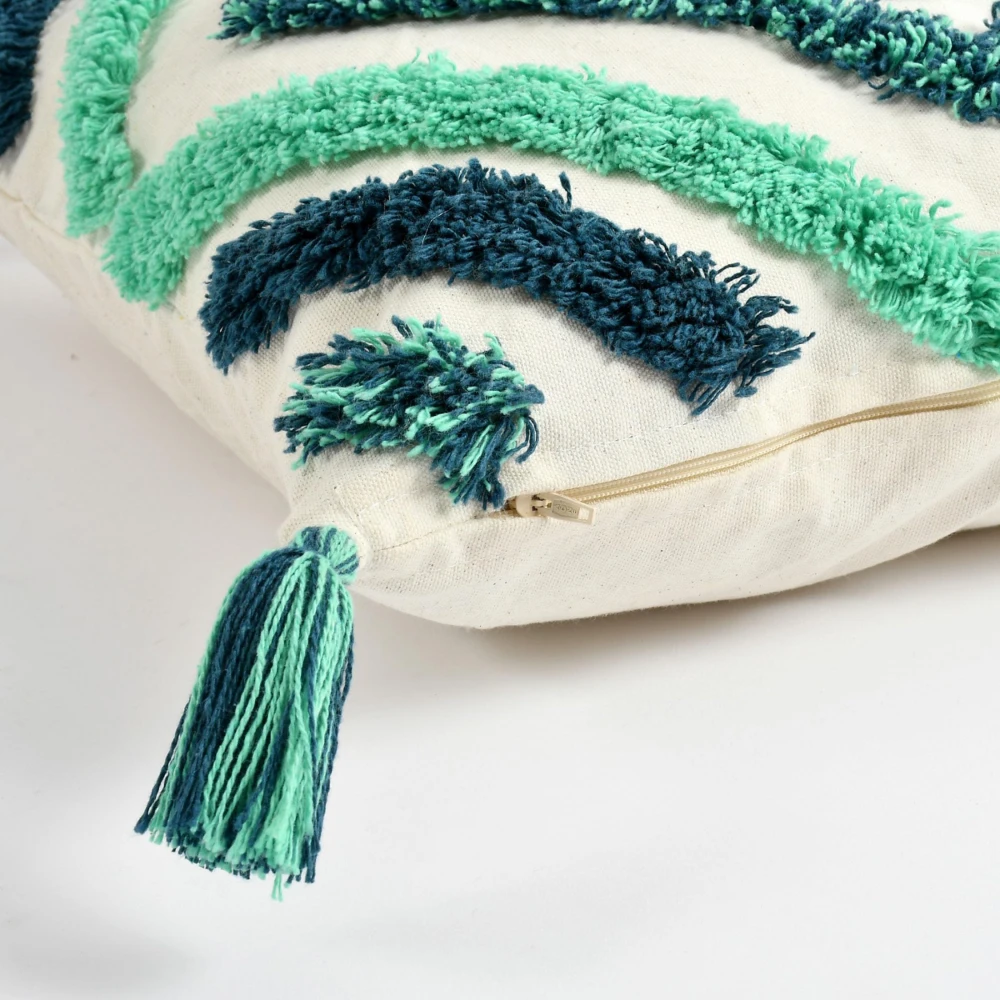 KOSTORICA, Diamond Tufted Bohemian Woven Cushion Covers for Bedroom, Living Room, Home Décor, Office, Sofa, Chair & Couch (Teal Firozi Blue, Sea Green_Pack of 2 Pcs_16x16 Inches)