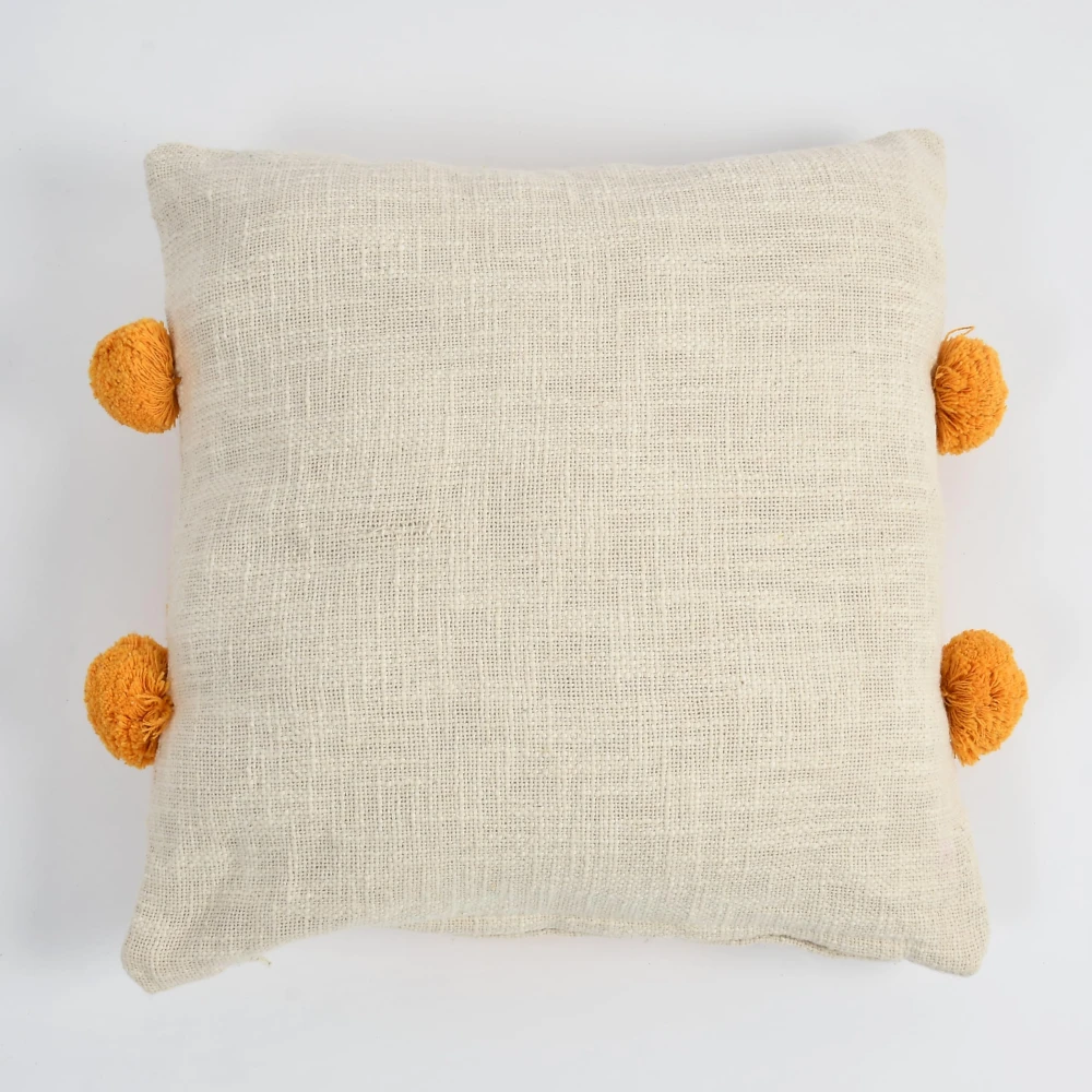 KOSTORICA, Polka Dot Circle Tufted Bohemian Woven Cushion Covers for Bedroom, Living Room, Home Décor, Office, Sofa, Chair & Couch (Mustard Yellow_Pack of 2 Pcs_16x16 Inches)