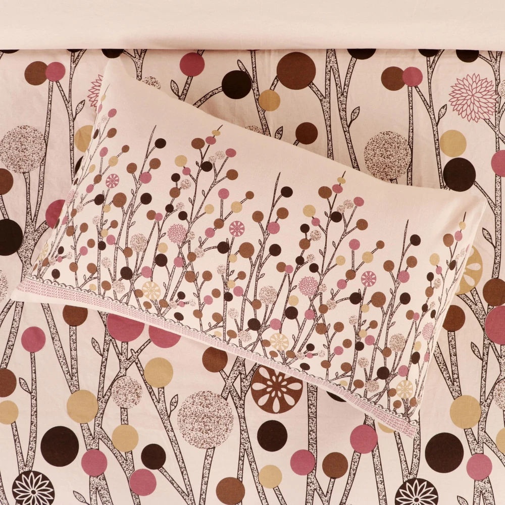 King Size 100% Cotton 200 T.C Floral Bedsheet (100x100 Inches) with Pillow Covers (18x28 Inches) | Soft Breathable Printed Bed Sheet | Bedding Set King Size | Peach Pink for Bedroom