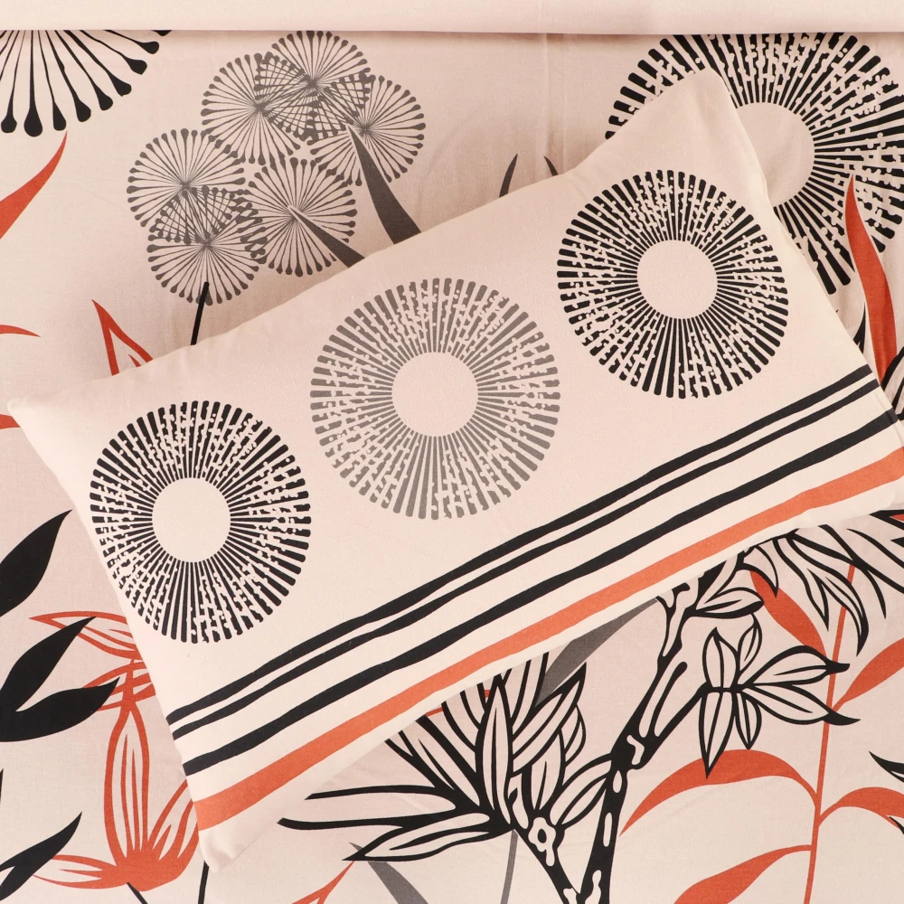 King Size 100% Cotton 200 T.C Floral Bedsheet (100x100 Inches) with Pillow Covers (18x28 Inches) | Soft Breathable Printed Bed Sheet | Bedding Set King Size | Peach Pink for Bedroom & Home Décor