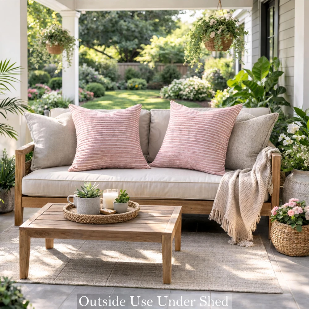 KOSTORICA, Chenille Chevron Stripe Geometrical Woven Cushion Covers for Bedroom, Living Room, Home Décor, Office, Sofa, Chair & Couch (Plush Pink_Pack of 2 Pcs_16x16 Inches)