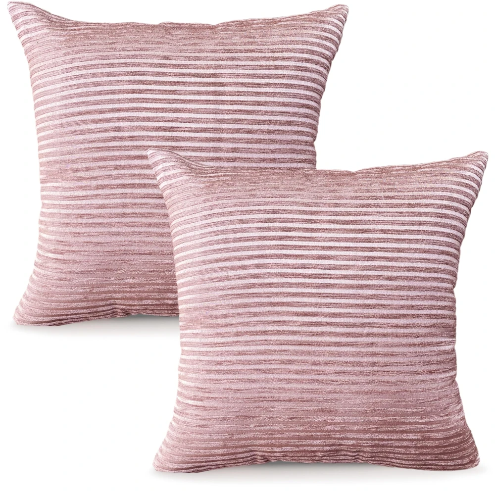 KOSTORICA, Chenille Chevron Stripe Geometrical Woven Cushion Covers for Bedroom, Living Room, Home Décor, Office, Sofa, Chair & Couch (Plush Pink_Pack of 2 Pcs_16x16 Inches)