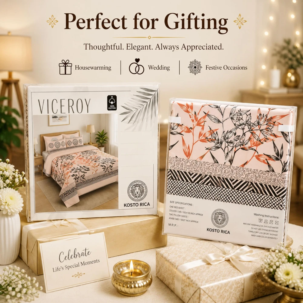 King Size 100% Cotton 200 T.C Floral Bedsheet (100x100 Inches) with Pillow Covers (18x28 Inches) | Soft Breathable Printed Bed Sheet | Bedding Set King Size | Peach Pink for Bedroom & Home Décor