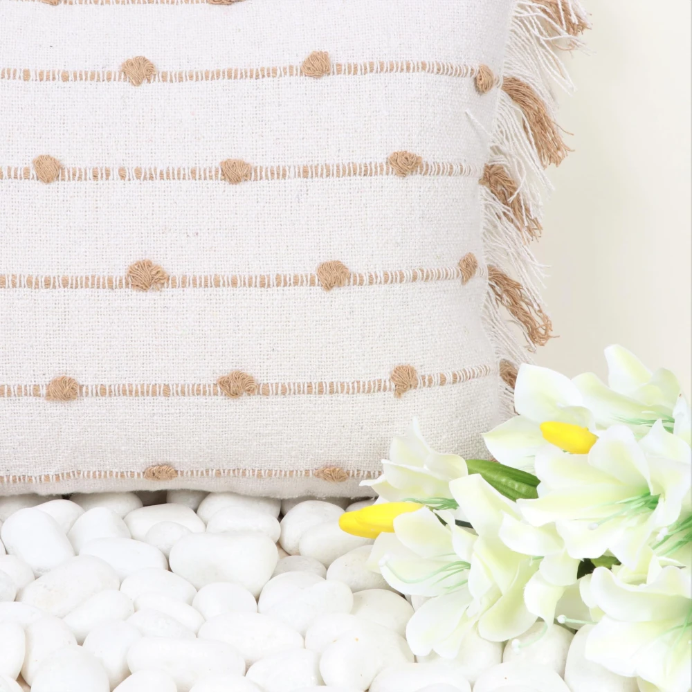 Indihomecraft Handicraft Cotton Cushion Cover | Hand Stitched Embroidery | Decorative Boho Cushion Cover for Sofa Couch Swing Chair Living Room & Bedroom 14 x 20 Inches, Pack of 1