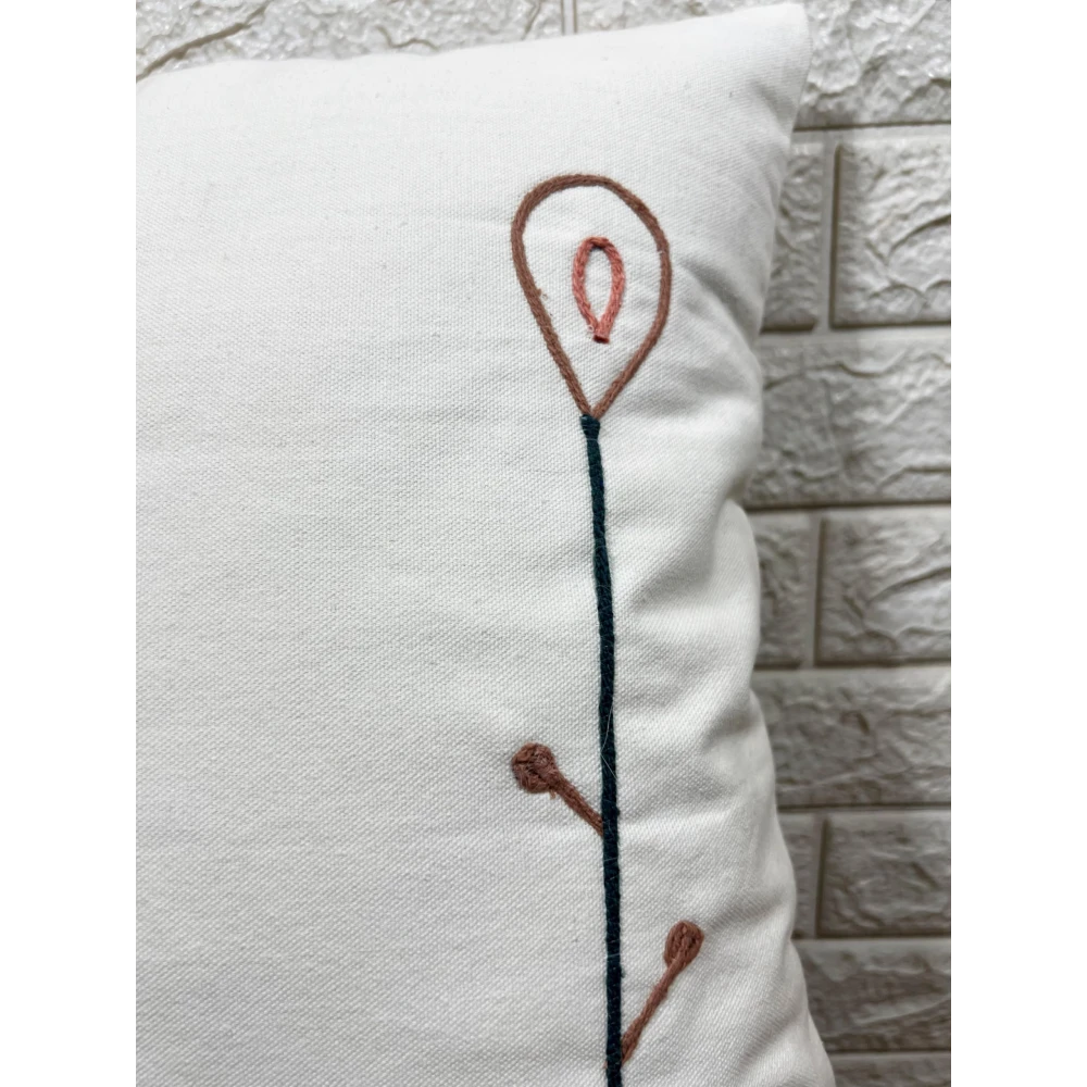 Indihomecraft White and Yellow Tufted Embroidered Cushion Cover Hand Craft Inspired Decorative Boho Cushion Cover for Sofa Couch Swing Chair Living Room & Bedroom 18 x 18 Inches, Pack of 1