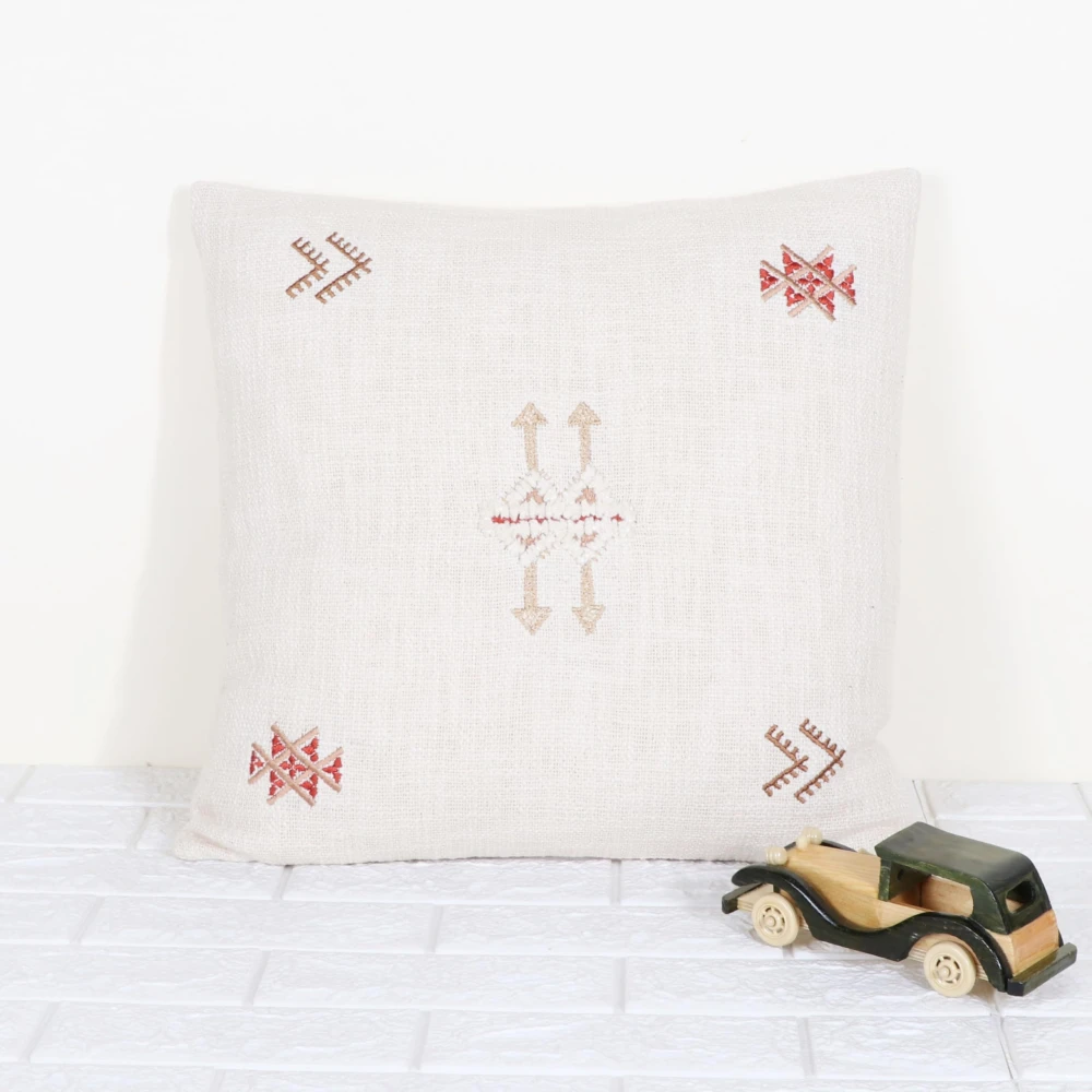 Indihomecraft Cushion Cover Hand Woven Cactus Inspired Decorative Boho Cushion Cover for Sofa Couch Swing Chair Living Room & Bedroom 18 x 18 Inches, Set of 1