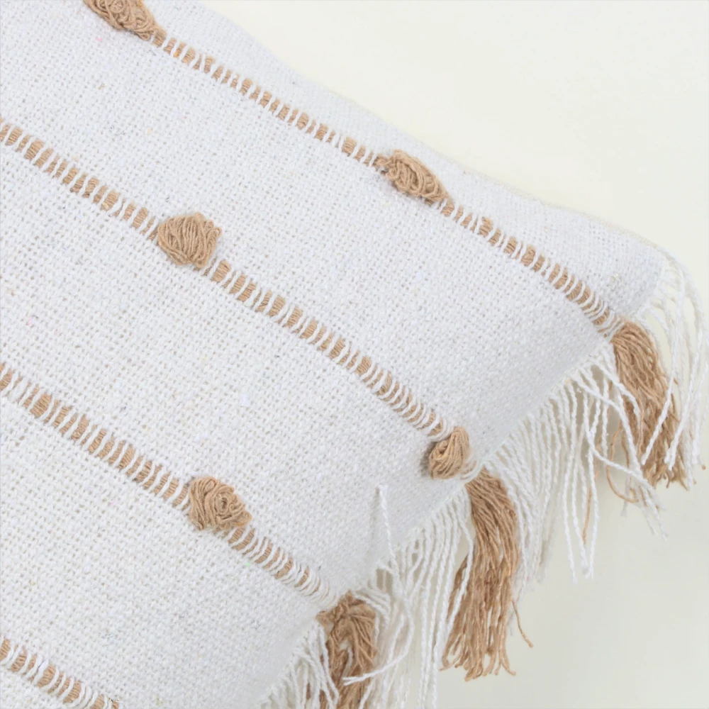 Indihomecraft Handicraft Cotton Cushion Cover | Hand Stitched Embroidery | Decorative Boho Cushion Cover for Sofa Couch Swing Chair Living Room & Bedroom 14 x 20 Inches, Pack of 1