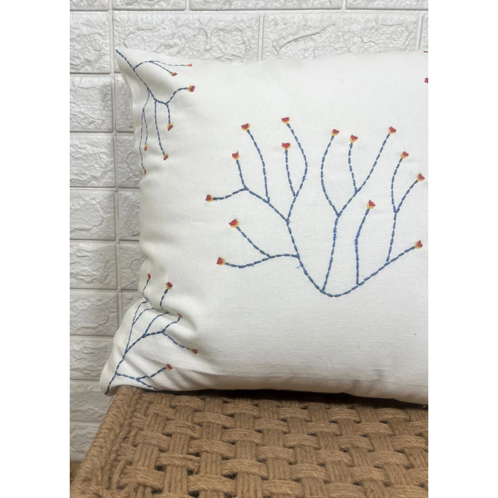 Indihomecraft Cushion Cover Hand Embroidery Inspired Decorative Boho Cushion Cover for Sofa Couch Swing Chair Living Room & Bedroom 18 x 18 Inches, Pack of 1