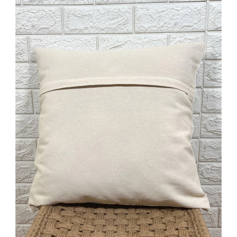 Indihomecraft Orange and White Tufted Embroidered Cushion Cover Hand Craft Inspired Decorative Boho Cushion Cover for Sofa Couch Swing Chair Living Room & Bedroom 18 x 18 Inches, Pack of 2