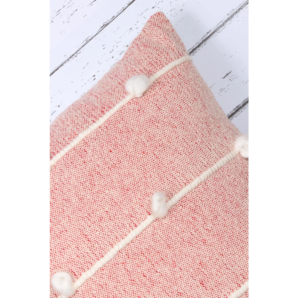 Indihomecraft Handicraft Cotton Cushion Cover | Hand Stitched Embroidery | Pink Decorative Art Boho Pillow | Handmade Woven Pillow Cover | Square Shape 18X18 Inches Cushion Cover