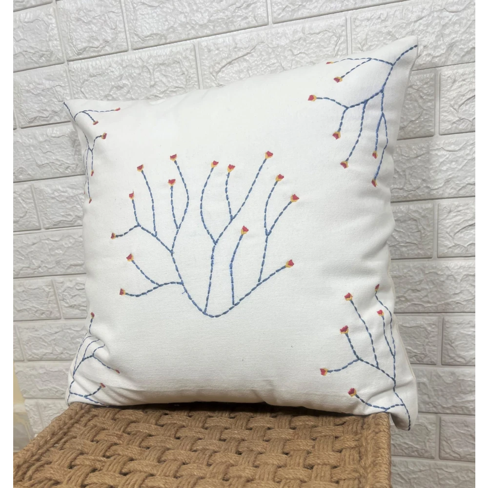 Indihomecraft Cushion Cover Hand Embroidery Inspired Decorative Boho Cushion Cover for Sofa Couch Swing Chair Living Room & Bedroom 18 x 18 Inches, Pack of 1