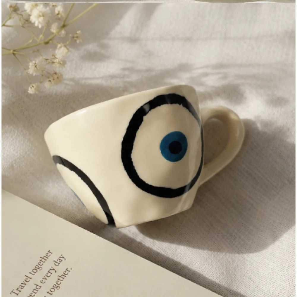 Blue Eye Ceramic Coffee Mug – Unique Evil Eye Tea Cup for Home & Office
