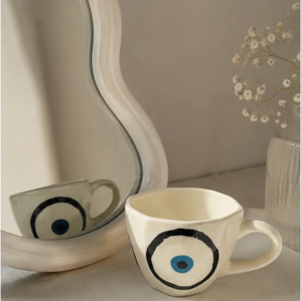 Blue Eye Ceramic Coffee Mug – Unique Evil Eye Tea Cup for Home & Office