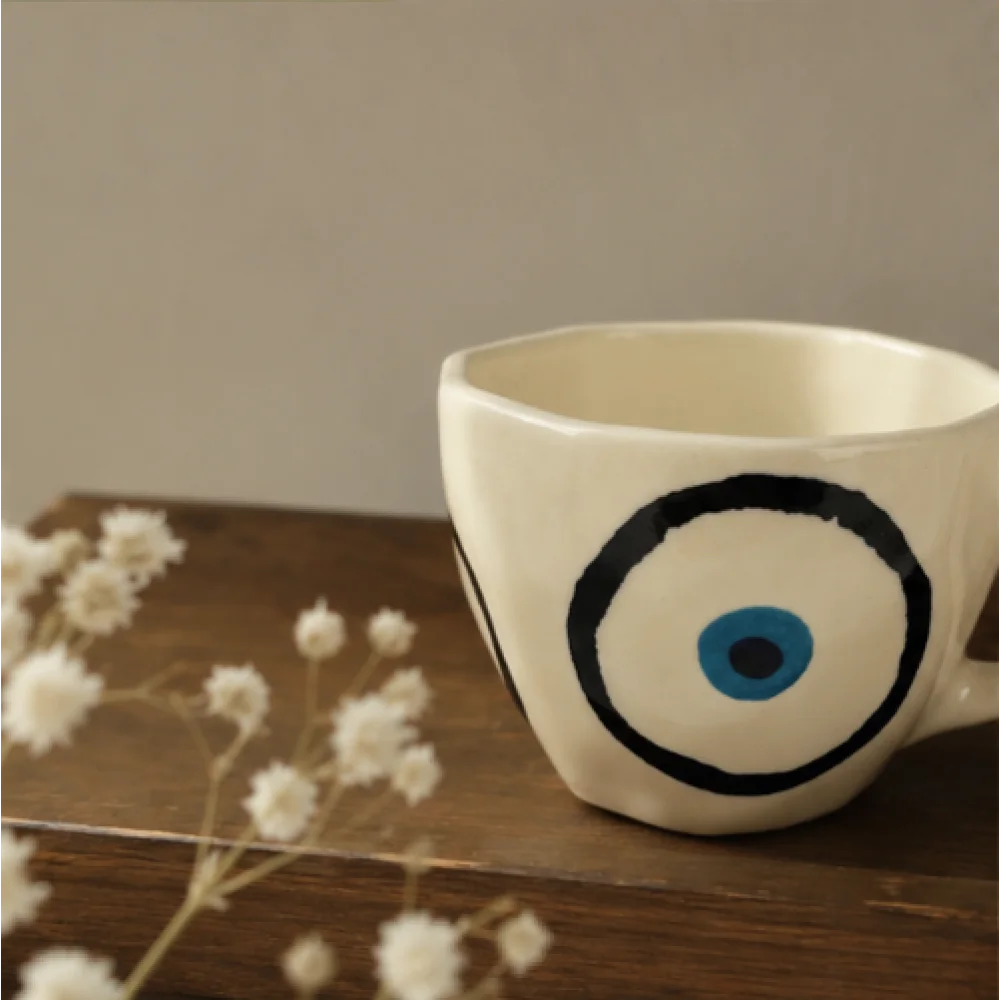 Blue Eye Ceramic Coffee Mug – Unique Evil Eye Tea Cup for Home & Office