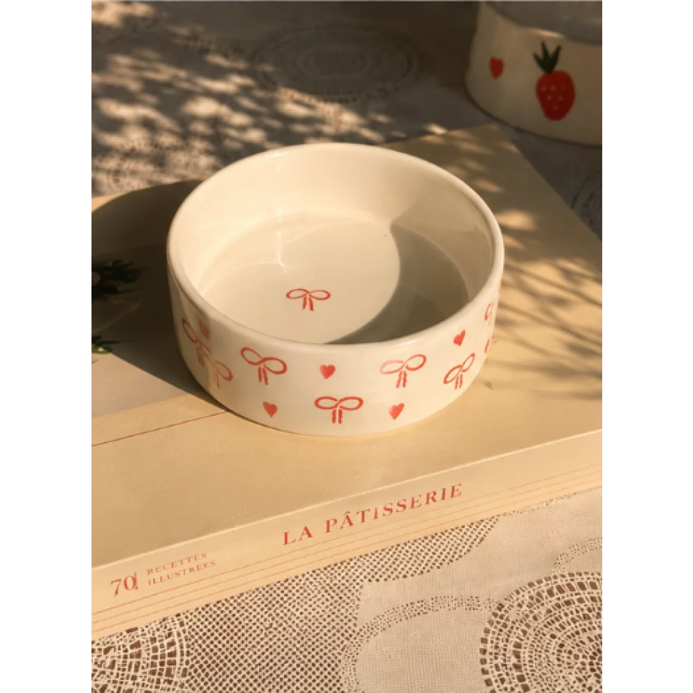 Bow Bliss Handcrafted Ceramic Breakfast Bowl – Aesthetic Bow Design Serving Bowl