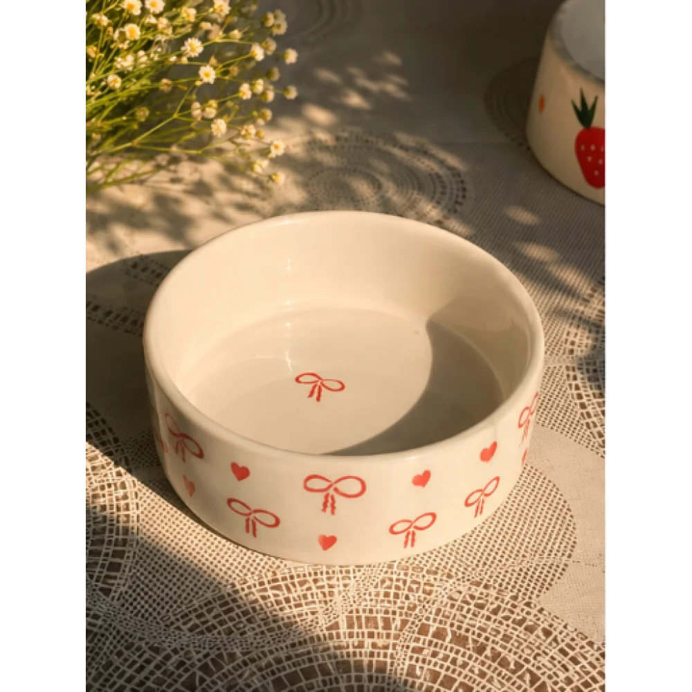 Bow Bliss Handcrafted Ceramic Breakfast Bowl – Aesthetic Bow Design Serving Bowl