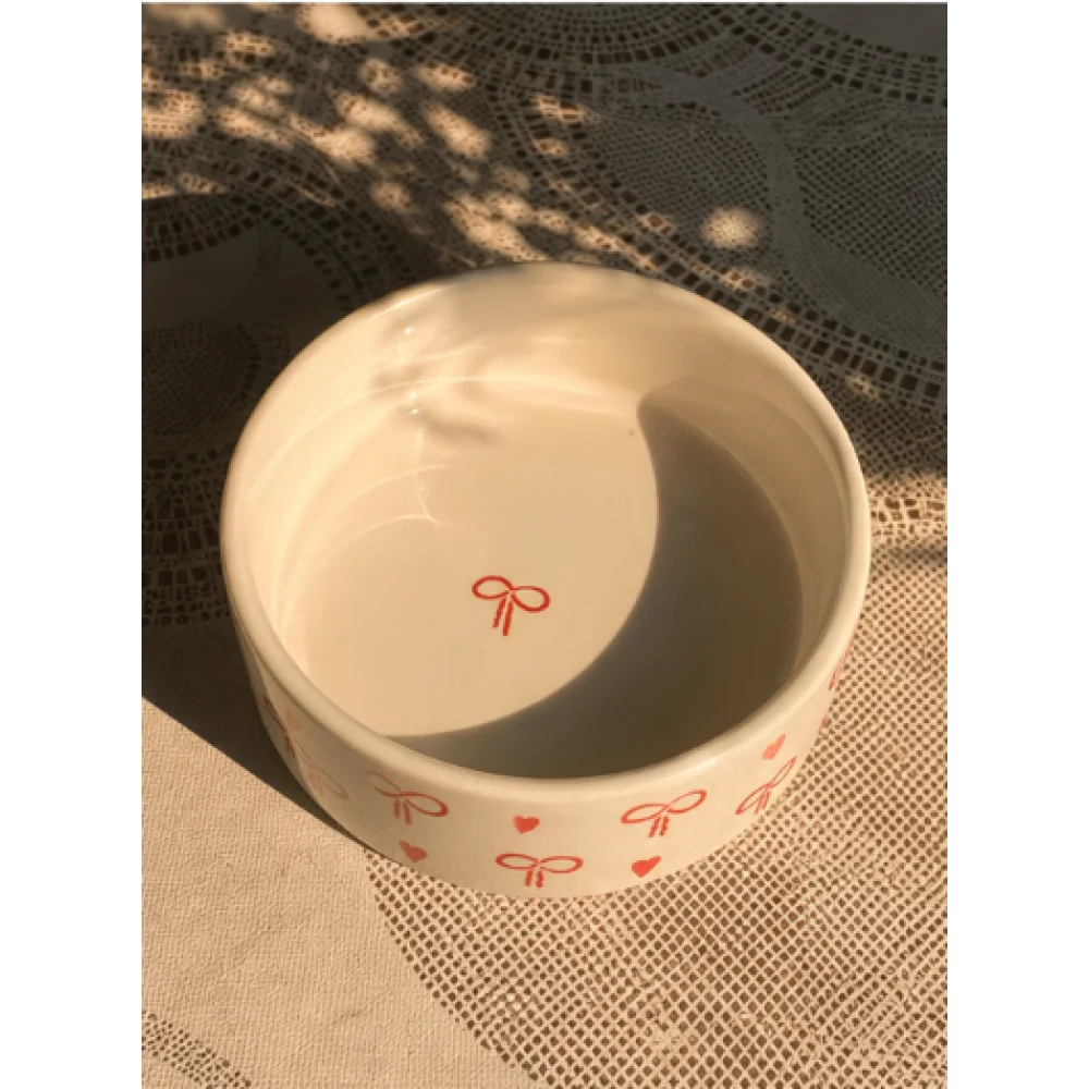 Bow Bliss Handcrafted Ceramic Breakfast Bowl – Aesthetic Bow Design Serving Bowl
