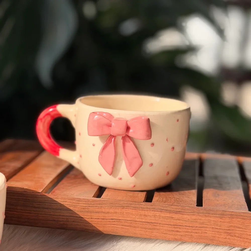 Elegant Bow Ceramic Coffee Mug – Aesthetic Coquette Style Tea Cup