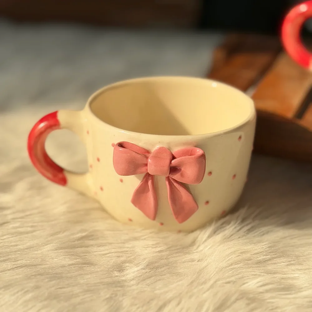 Elegant Bow Ceramic Coffee Mug – Aesthetic Coquette Style Tea Cup