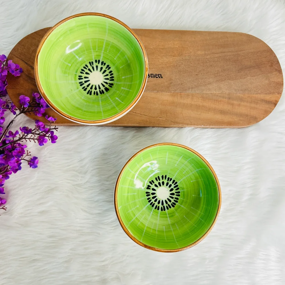 Kiwi Shaped Ceramic Snack Bowl – Fruit Design Serving Bowl for Snacks