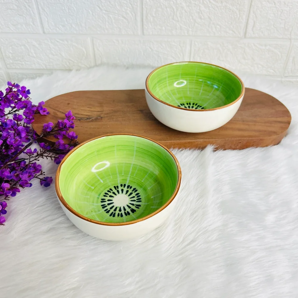 Kiwi Shaped Ceramic Snack Bowl – Fruit Design Serving Bowl for Snacks