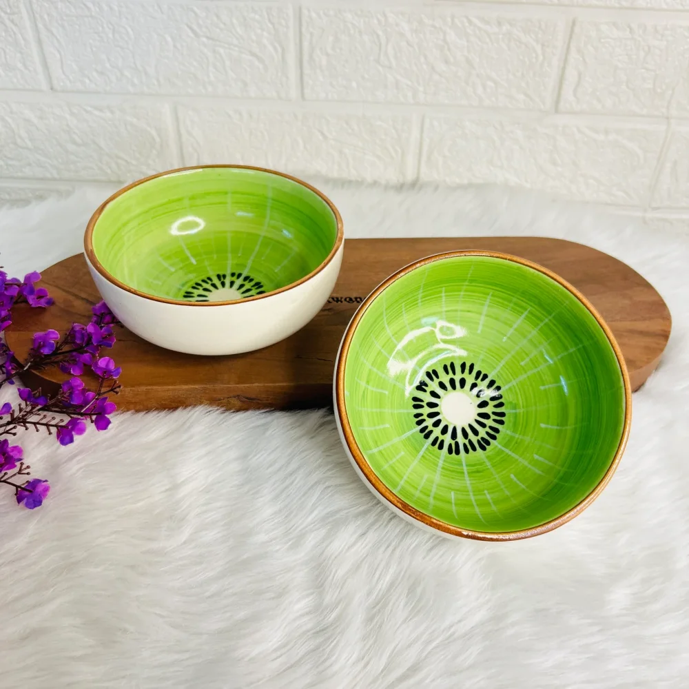 Kiwi Shaped Ceramic Snack Bowl – Fruit Design Serving Bowl for Snacks