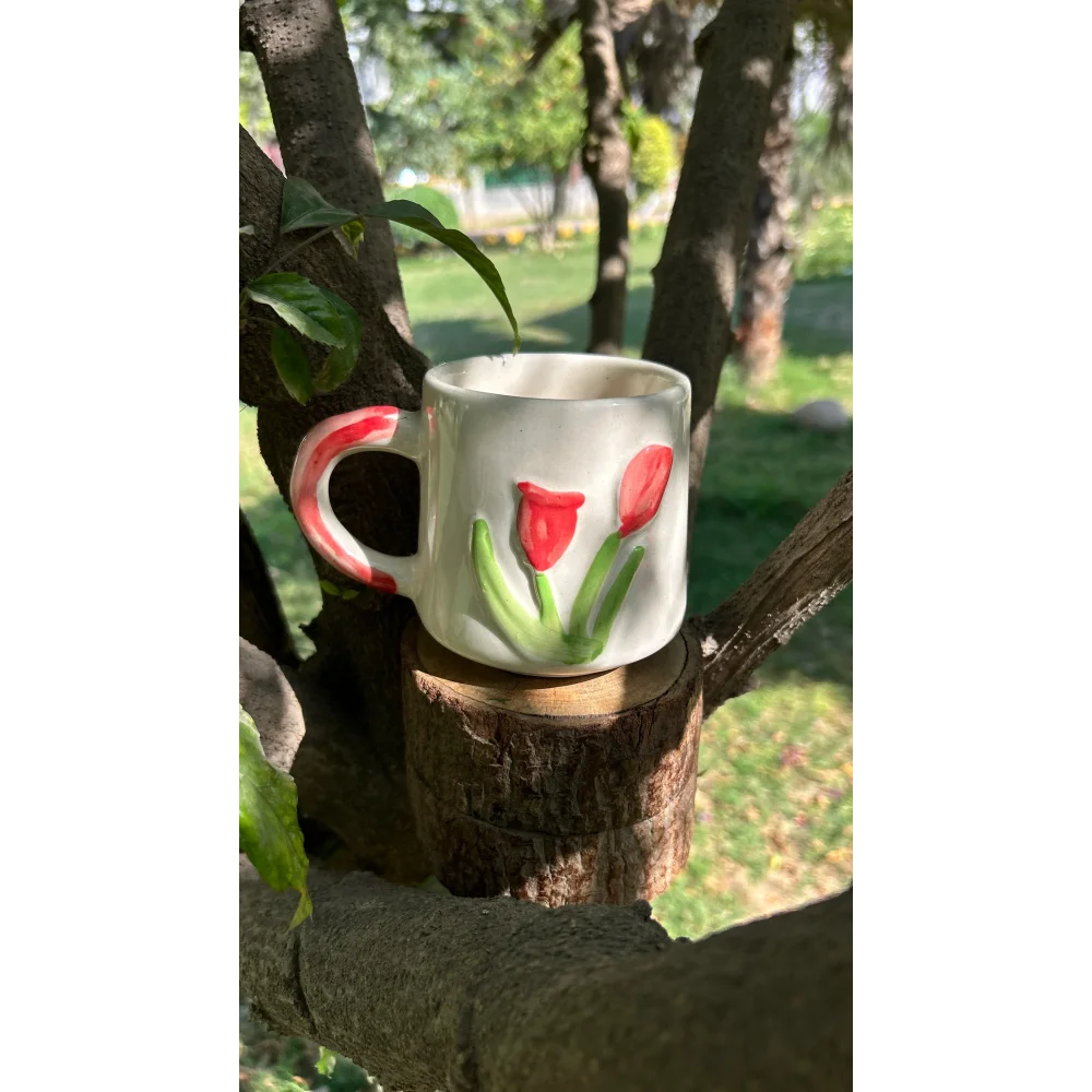 Ceramics and Home-Pink Tulip Mug - Milk Mugs & Ceramic Coffee Mugs-Set of 2 (400 ML, Microwave & Dishwasher Safe)