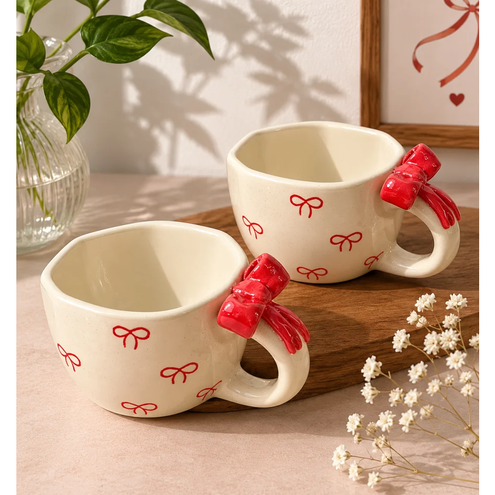 Pookie Bow Ceramic Coffee Mug – Cute Girly Coffee Cup with Bow Design