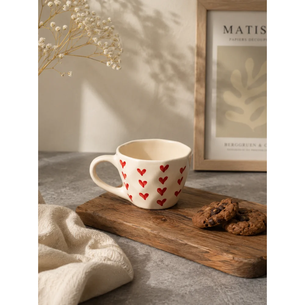 Red Heart Ceramic Coffee Mug – Cute Romantic Tea & Coffee Cup