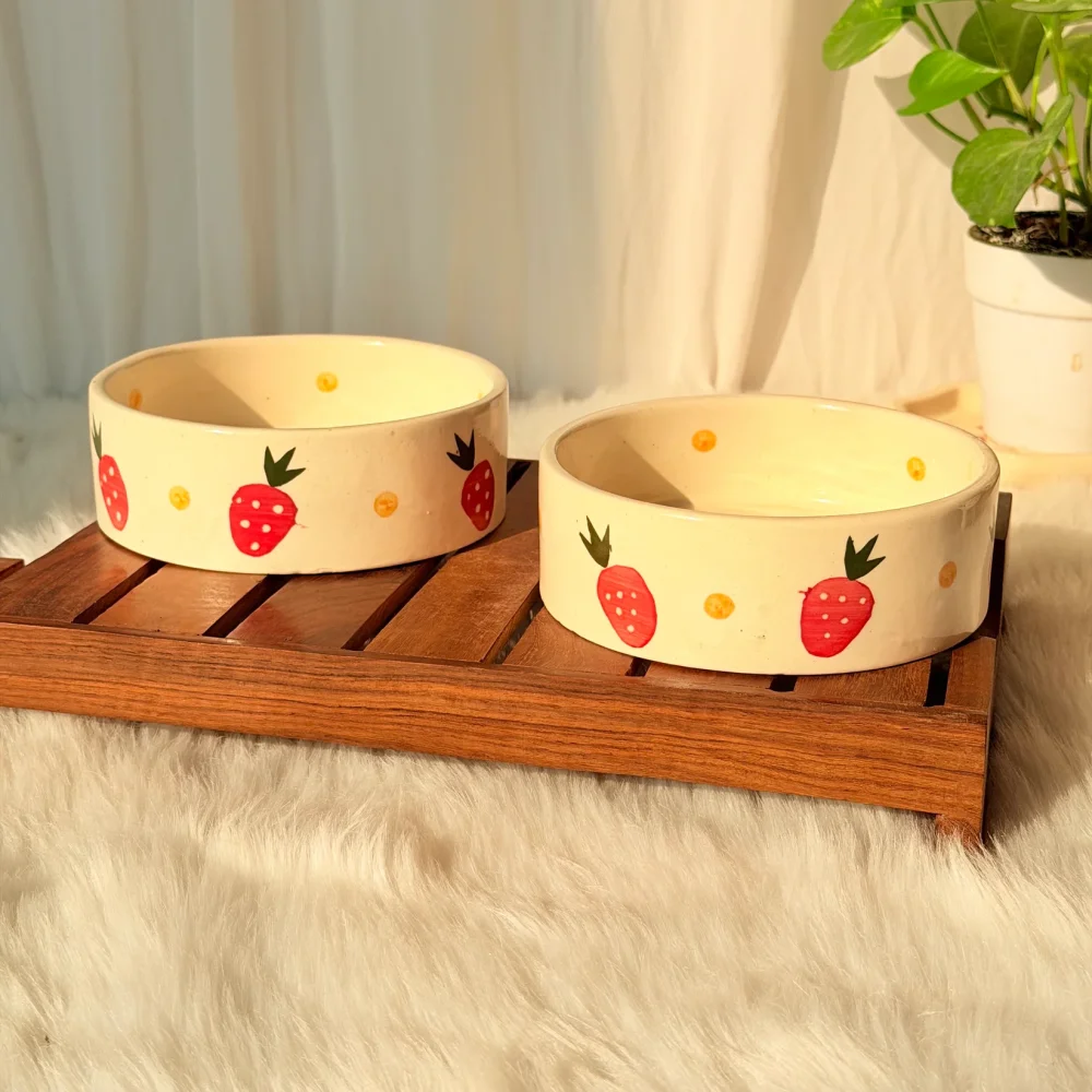 Strawberry Bliss Handcrafted Ceramic Breakfast Bowl – Cute Fruit Design Bowl