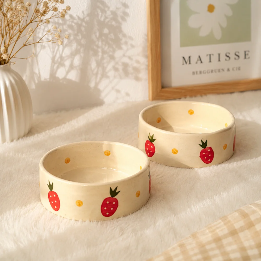 Strawberry Bliss Handcrafted Ceramic Breakfast Bowl – Cute Fruit Design Bowl