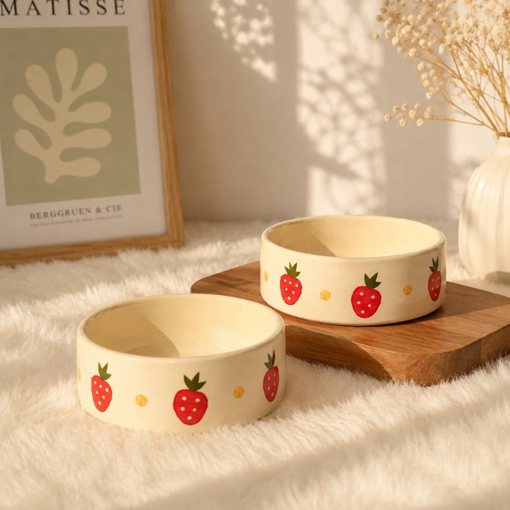 Strawberry Bliss Handcrafted Ceramic Breakfast Bowl – Cute Fruit Design Bowl