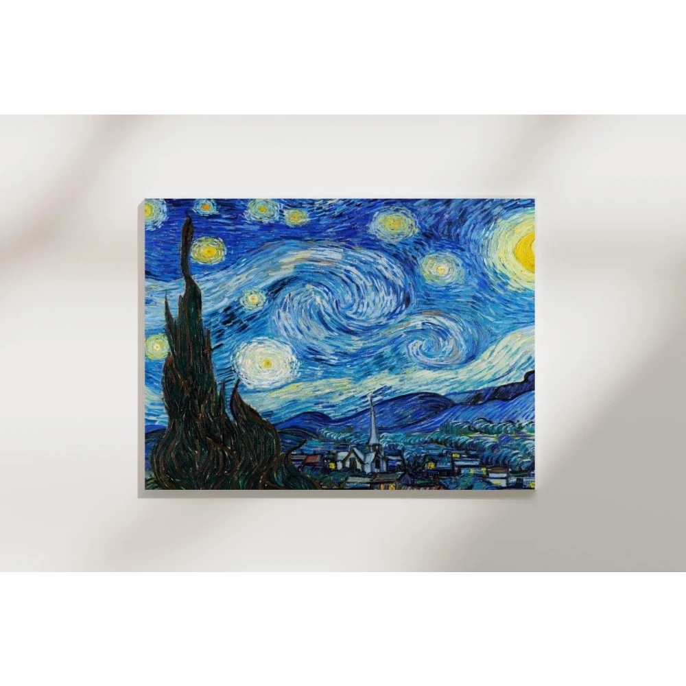 FURNISHUB DECOR The Starry Night By Vincent van Gogh Canvas - Famous Artwork Living Room Canvas Wall art home, Canvas Painting Office Café Home Wall Decor Framed Gift